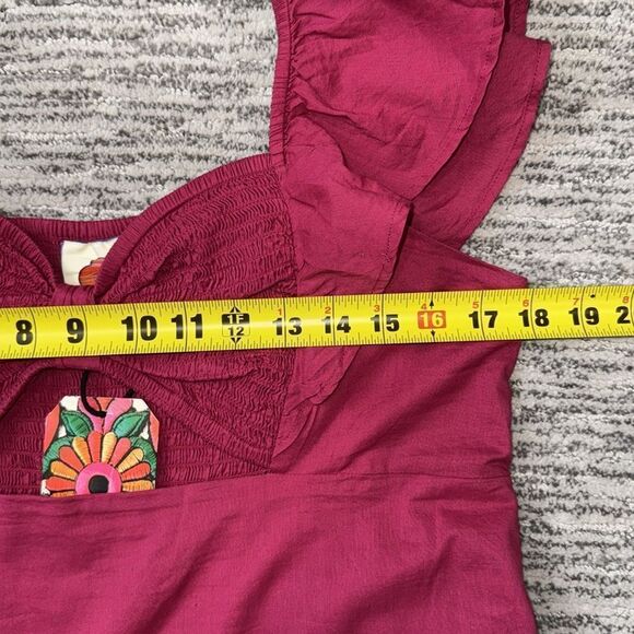 NWT Farm Rio x Anthropologie Ruffle Midi Dress Raspberry XL - Picture 10 of 15